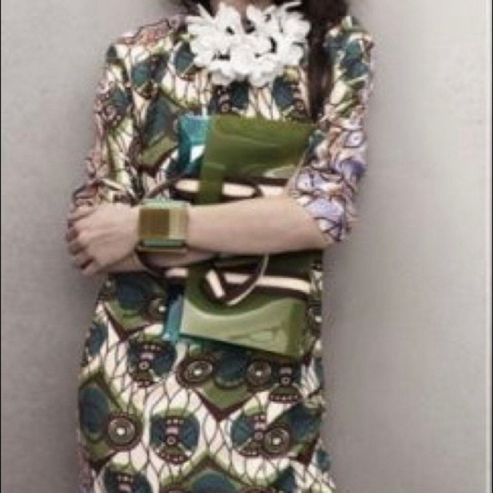 Marni for H&M Green Purple Batik Print Silk